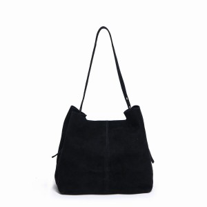 Women's Núnoo Chiara New Suede Tote Bags Black | RTZ216XL