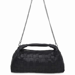 Women's Núnoo Dandy Large Braided Nature Shoulder Bags Black | CQK158OX