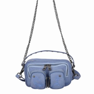 Women's Núnoo Helena Canvas Shoulder Bags Blue | KRU8271LT