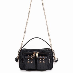 Women's Núnoo Helena Eyelet New Zealand Shoulder Bags Black | JNZ9397AM