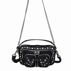 Women's Núnoo Helena Rivet Washed Shoulder Bags Black | SZY8485YN