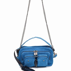 Women's Núnoo Helena Suede Shoulder Bags Blue | VZH9259ZF