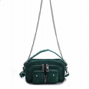 Women's Núnoo Helena Suede Shoulder Bags Dark Green | GMM2713DQ