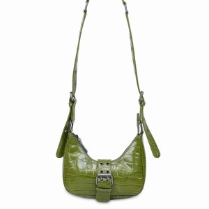 Women's Núnoo Palma Buckle Texas Shoulder Bags Green | ZKX8840HQ