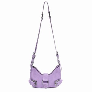 Women's Núnoo Palma Suede Shoulder Bags Purple | AIC1664NE