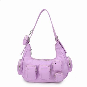 Women's Núnoo Sally Pocket Recycled Nylon Shoulder Bags Purple | ADT7716GW