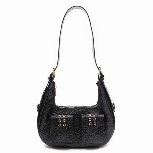 Women's Núnoo Sally Small Eyelet New Zealand Shoulder Bags Black | SXL4150EJ