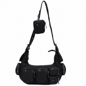 Women's Núnoo Sally Small Pocket Washed Shoulder Bags Black | TFM1086RC