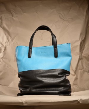 Women's Núnoo Shopper Smooth Tote Bags Blue Black | XDK5620VE
