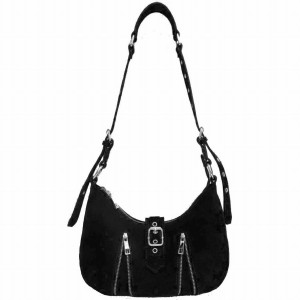 Women's Núnoo Skye Suede Shoulder Bags Black | FDC83SD