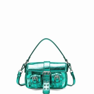Women's Núnoo Small Honey Buckle Recycled Cool Shoulder Bags Green | INE7689NZ