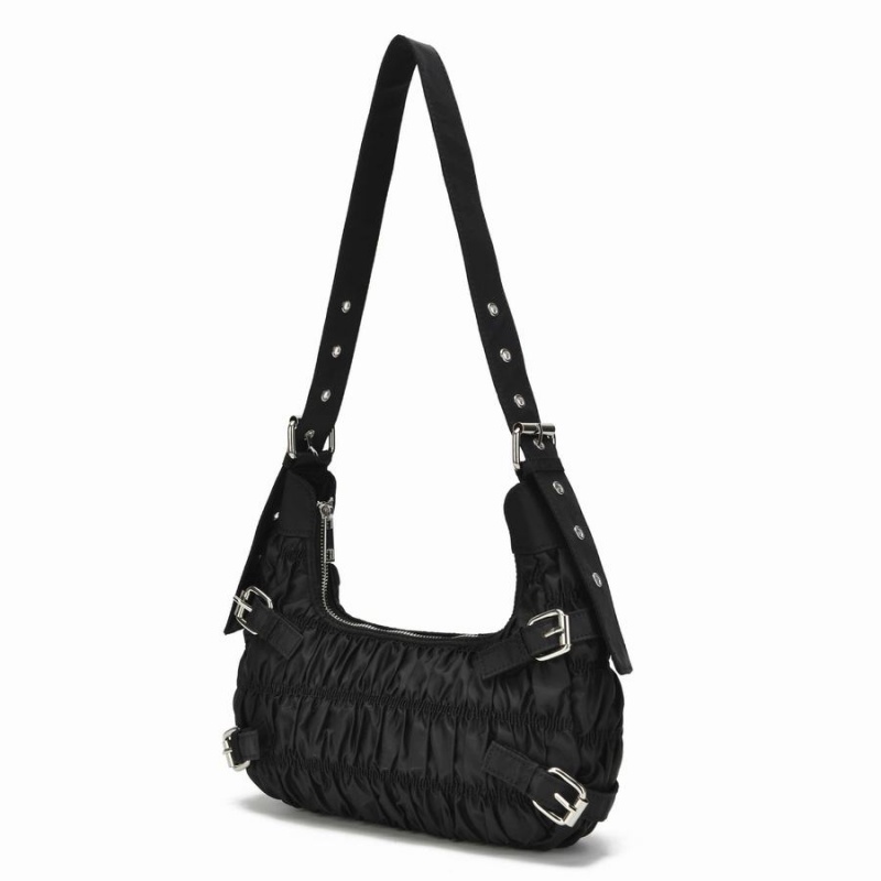 Women's Núnoo Alaska Recycled Nylon Shoulder Bags Black | RDB3978WF