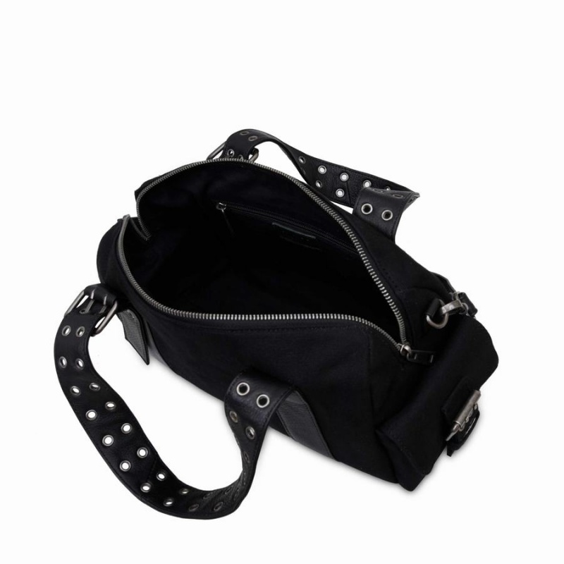 Women's Núnoo Aviaja Recycled Canvas Shoulder Bags Black | SZS977LQ