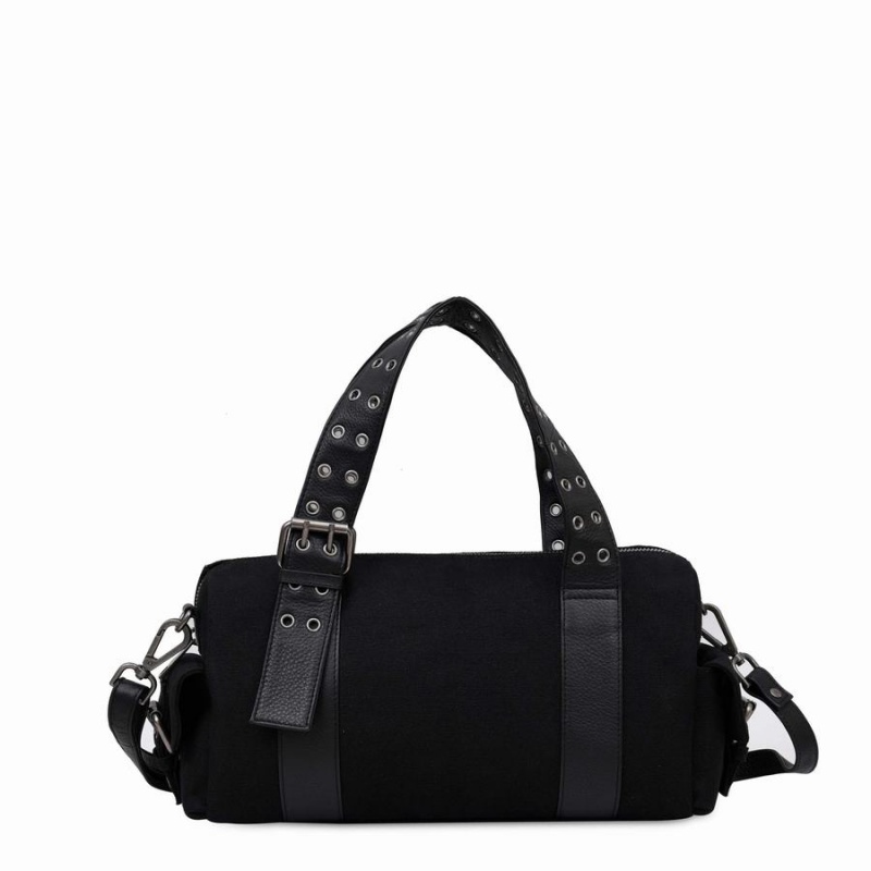 Women\'s Núnoo Aviaja Recycled Canvas Shoulder Bags Black | SZS977LQ