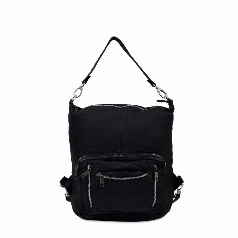 Women\'s Núnoo Celine Washed Backpacks Black | LTN201EY
