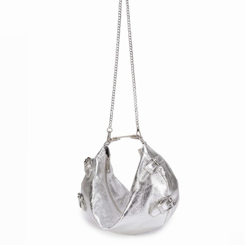 Women's Núnoo Dagmar Buckle Recycled Cool Clutch Bags Silver | RUM8768SL