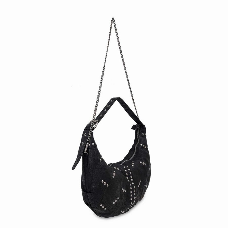 Women's Núnoo Dagmar Rivet Washed Shoulder Bags Black | FNS4337LA