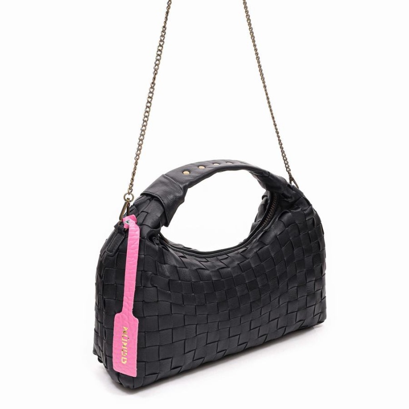 Women's Núnoo Dandy Large Braided Sheep Shoulder Bags Black | DZD1031AV