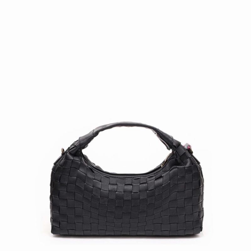 Women's Núnoo Dandy Large Braided Sheep Shoulder Bags Black | DZD1031AV