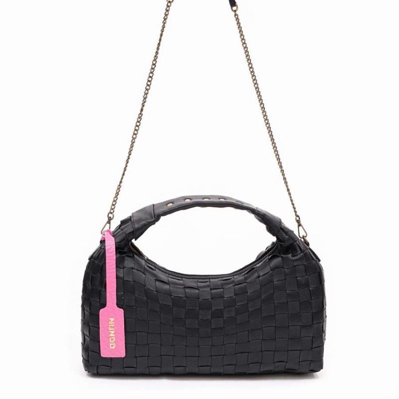 Women\'s Núnoo Dandy Large Braided Sheep Shoulder Bags Black | DZD1031AV