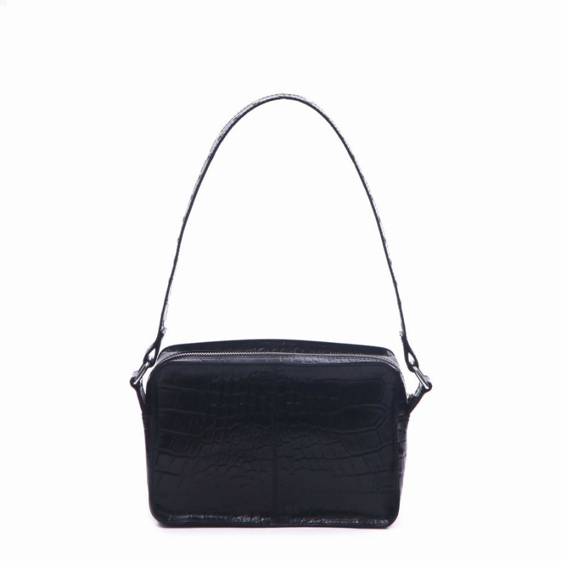 Women's Núnoo Ellie Croco Deluxe Shoulder Bags Black | NFB3593XW