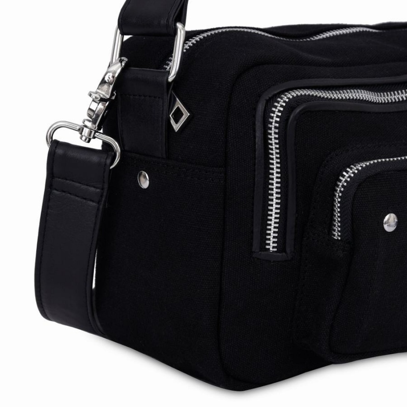 Women's Núnoo Ellie Recycled Canvas Crossbody Bags Black | EQC9542GX