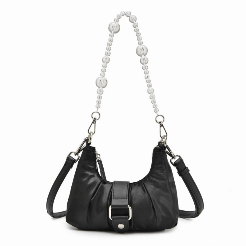 Women\'s Núnoo Flora Satin Shoulder Bags Black | FXW6131MF