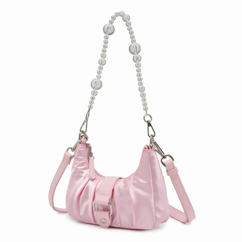 Women's Núnoo Flora Satin Shoulder Bags Pink | UCI6870AC