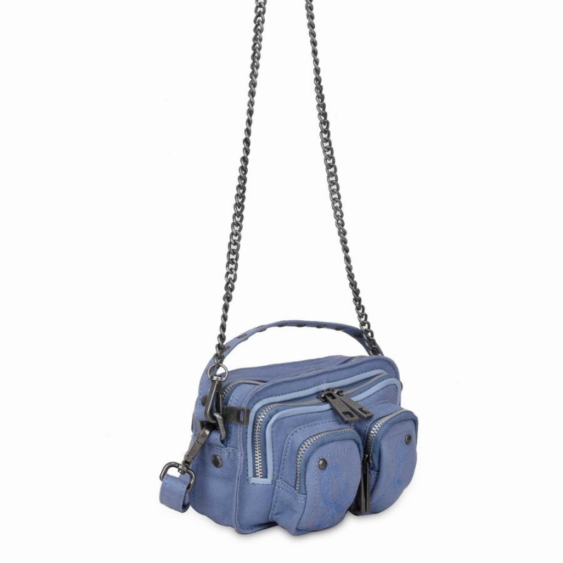 Women's Núnoo Helena Canvas Shoulder Bags Blue | KRU8271LT