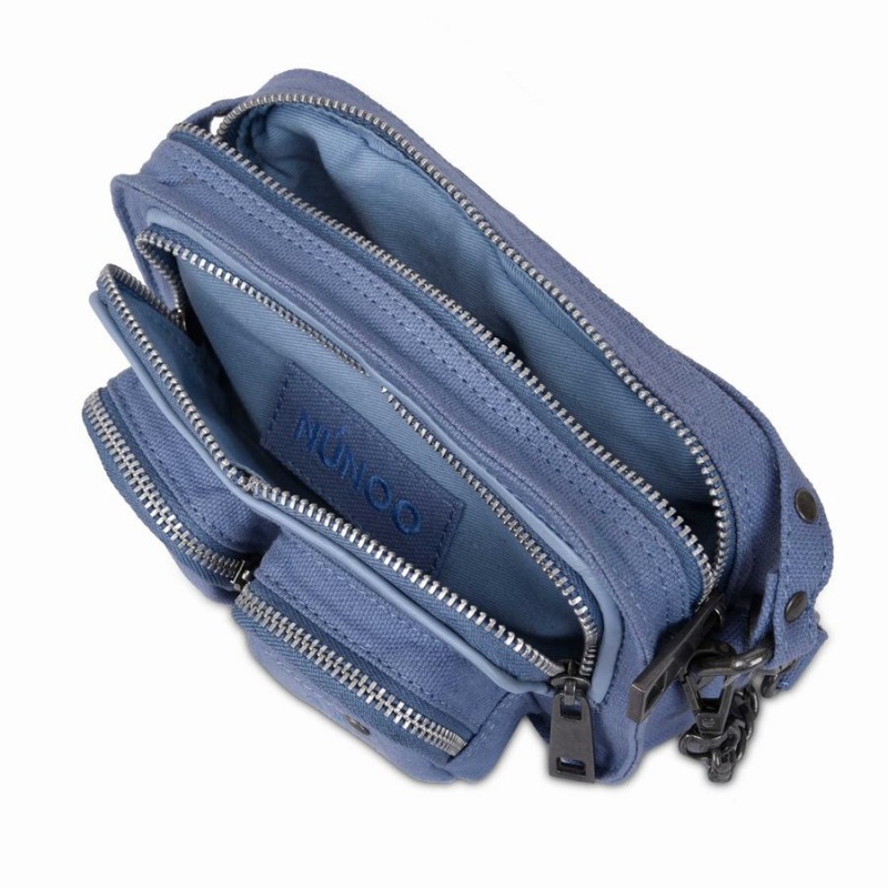 Women's Núnoo Helena Canvas Shoulder Bags Blue | KRU8271LT