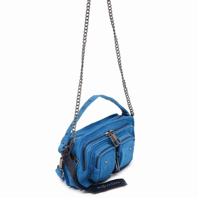 Women's Núnoo Helena Suede Shoulder Bags Blue | VZH9259ZF