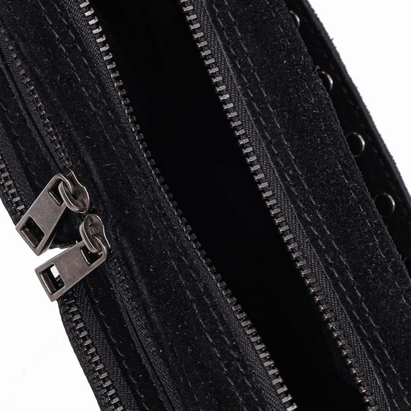 Women's Núnoo Helena Suede Shoulder Bags Black | SKH648RZ