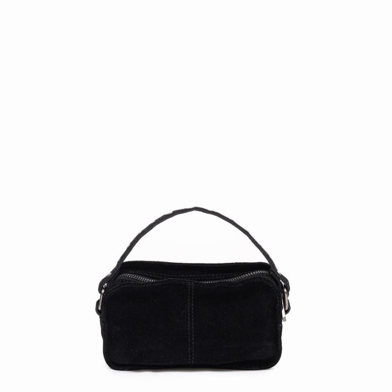 Women's Núnoo Helena Suede Shoulder Bags Black | SKH648RZ