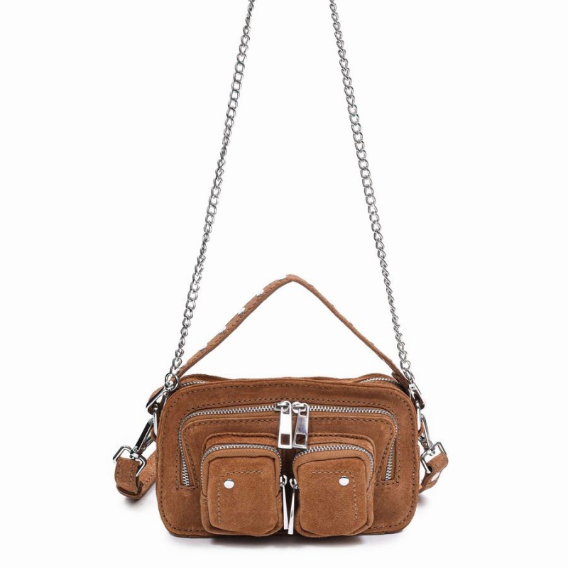 Women\'s Núnoo Helena Suede Shoulder Bags Brown | CWY8683VN