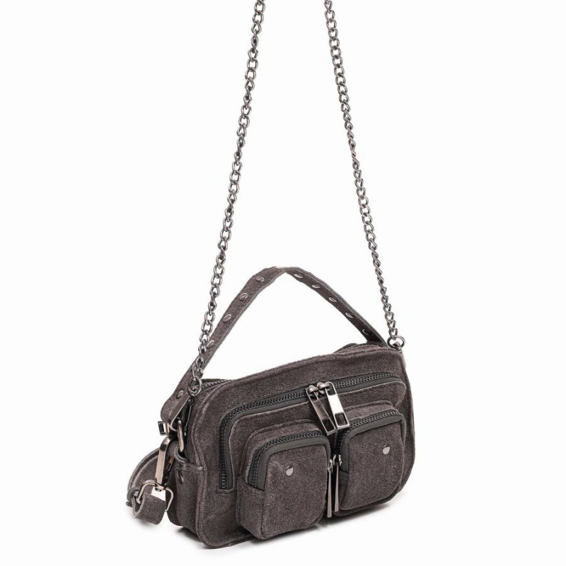 Women's Núnoo Helena Suede Shoulder Bags Grey | HAE8569PA