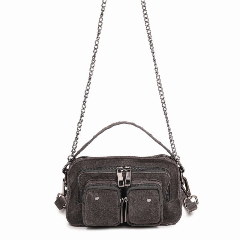 Women\'s Núnoo Helena Suede Shoulder Bags Grey | HAE8569PA