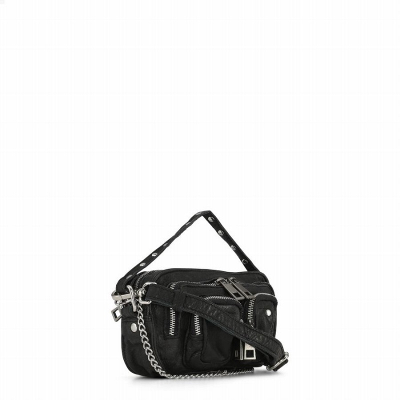 Women's Núnoo Helena Washed Small Bags Black | YBG323SQ