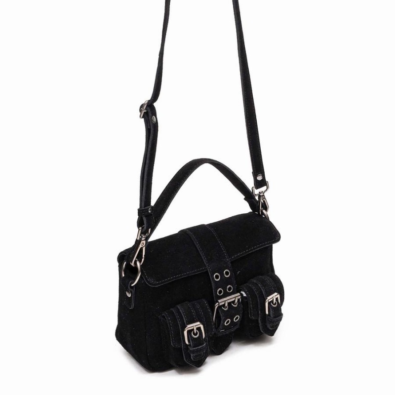 Women's Núnoo Honey Buckle Suede Shoulder Bags Black | XLH3522SF