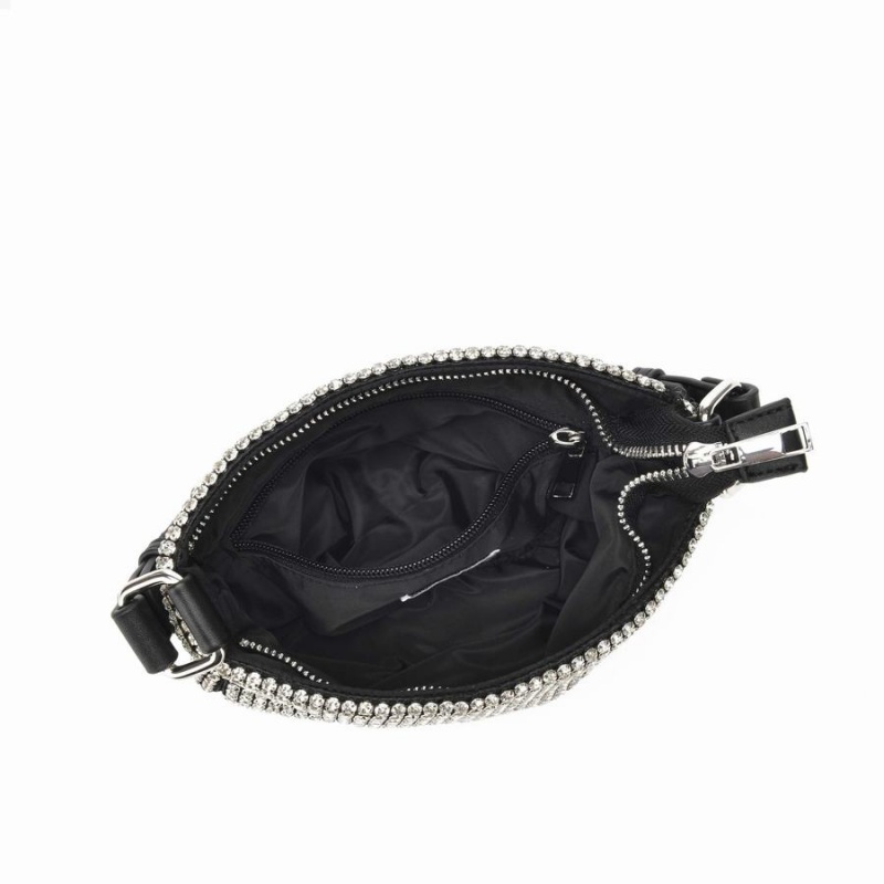 Women's Núnoo Juno Glitter Recycled Nylon Shoulder Bags White Black | CNT4248MF