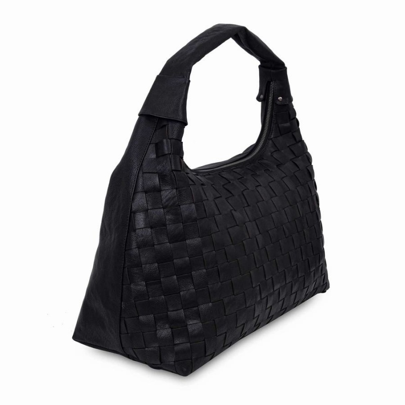 Women's Núnoo Maxi Dandy Braided Nature Shoulder Bags Black | SDH6541EM