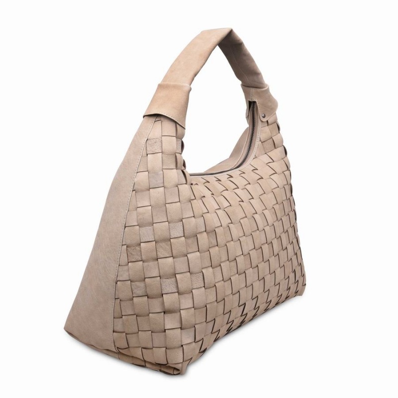 Women's Núnoo Maxi Dandy Braided Nature Shoulder Bags Beige | TXK7815JJ