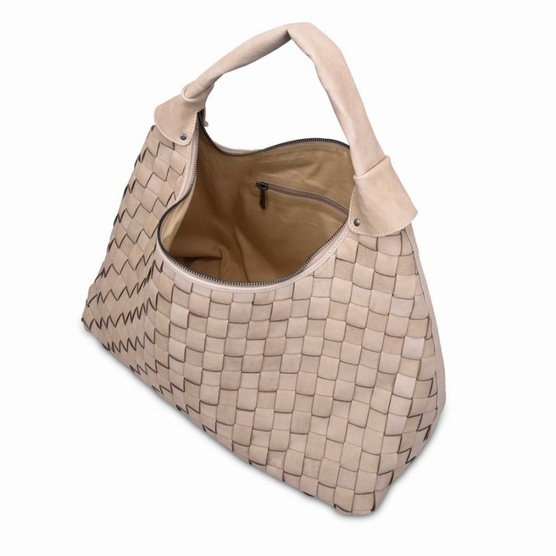 Women's Núnoo Maxi Dandy Braided Nature Shoulder Bags Beige | TXK7815JJ