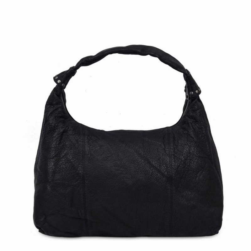 Women's Núnoo Maxi Dandy Rivet Washed Shoulder Bags Black | XIB1712BK