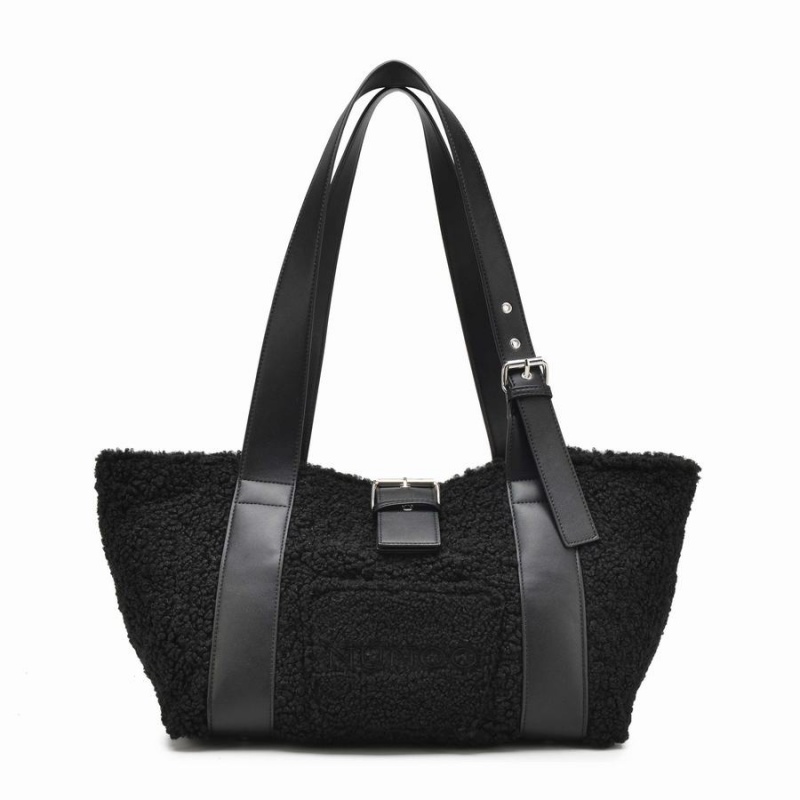 Women\'s Núnoo Maxi Shopper Curl Tote Bags Black | HRY7460QT