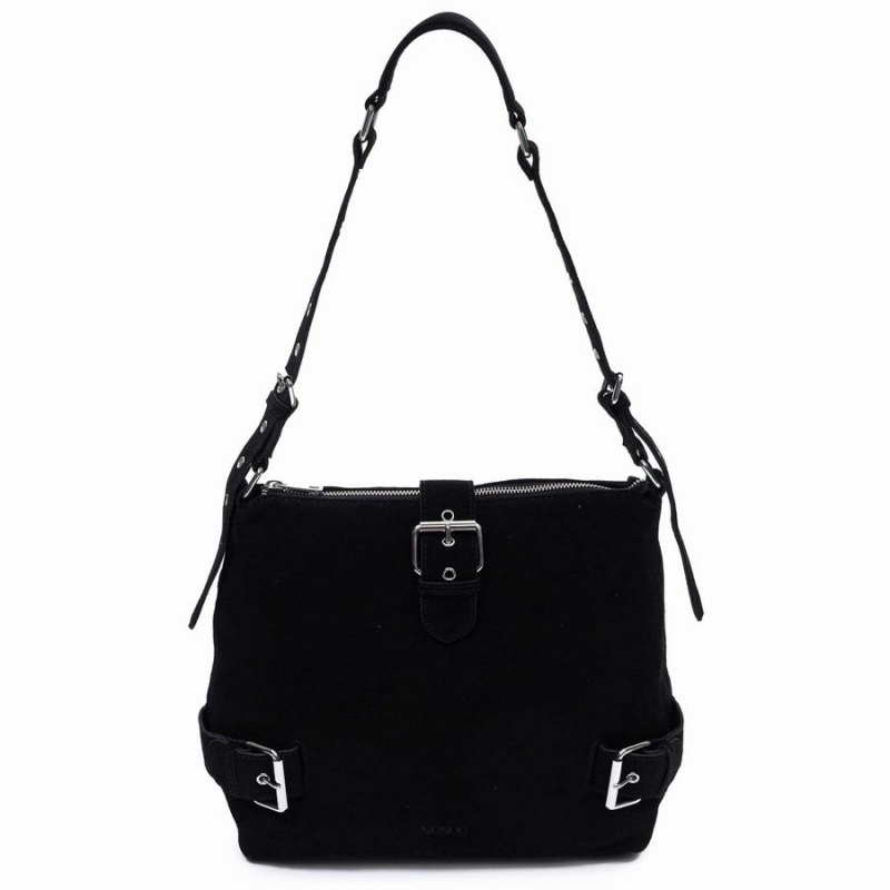 Women\'s Núnoo Ophelia Suede Shoulder Bags Black | CBE5992MW