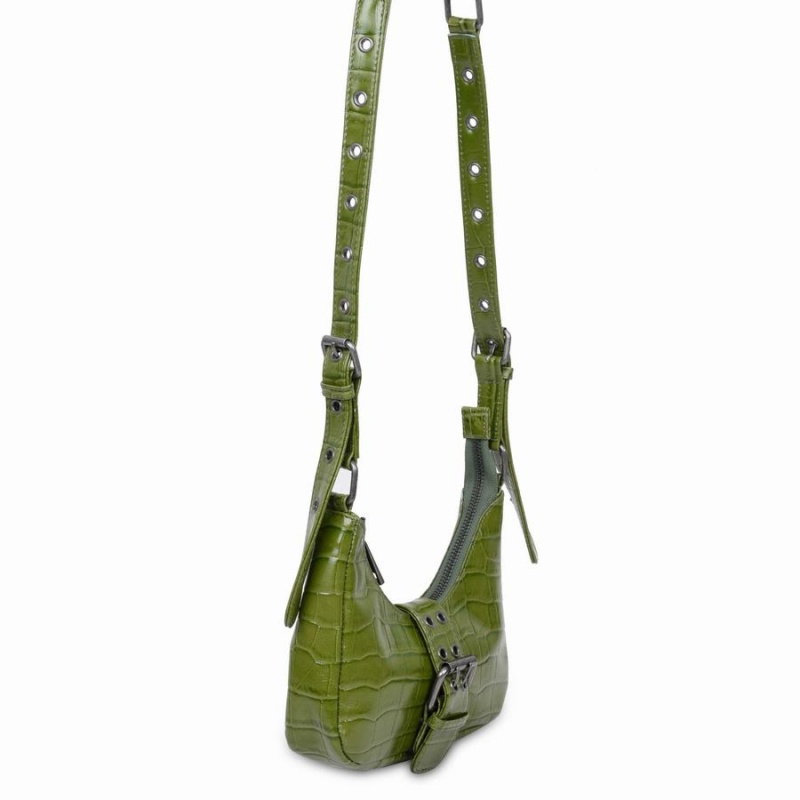 Women's Núnoo Palma Buckle Texas Shoulder Bags Green | ZKX8840HQ