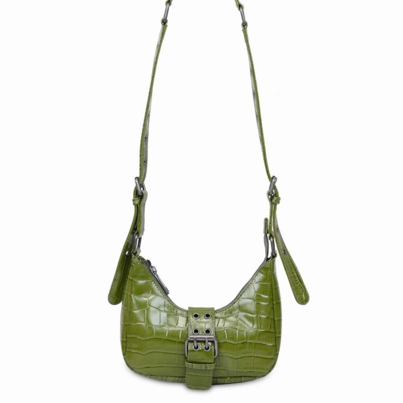 Women\'s Núnoo Palma Buckle Texas Shoulder Bags Green | ZKX8840HQ