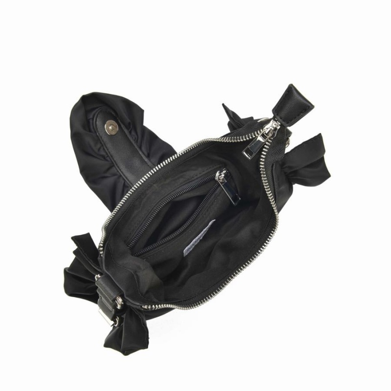 Women's Núnoo Palma Ruffle Recycled Nylon Shoulder Bags Black | KSB4747LS