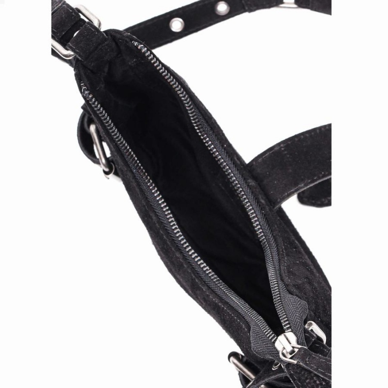 Women's Núnoo Palma Suede Shoulder Bags Black | MJQ4828OY