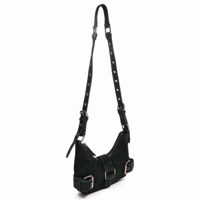 Women's Núnoo Palma Suede Shoulder Bags Dark Green | WWZ9497GF